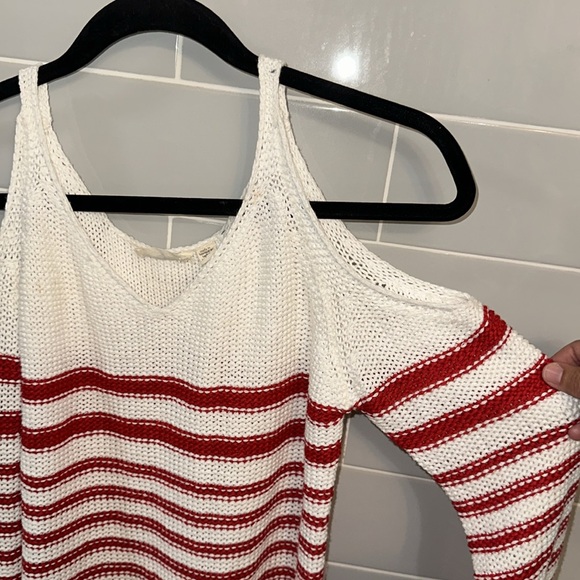 Peek-A-Boo Shoulder Striped Sweater - Picture 4 of 14